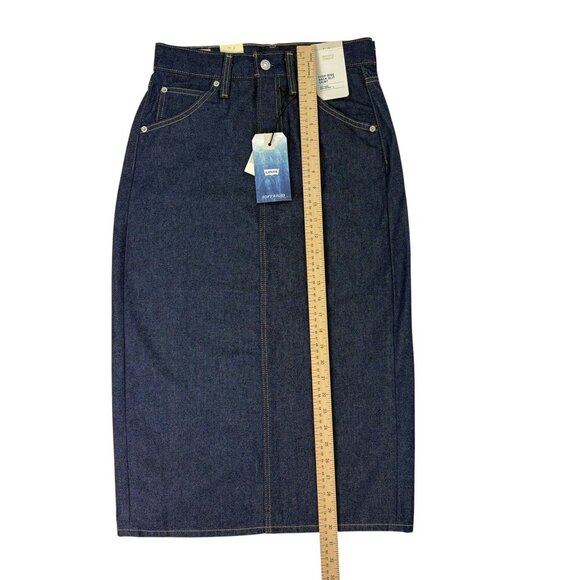 Levi’s Premium High-Rise Denim Midi Skirt NWT (XS / Size 2 / 26 Dark Wash) - Picture 13 of 15